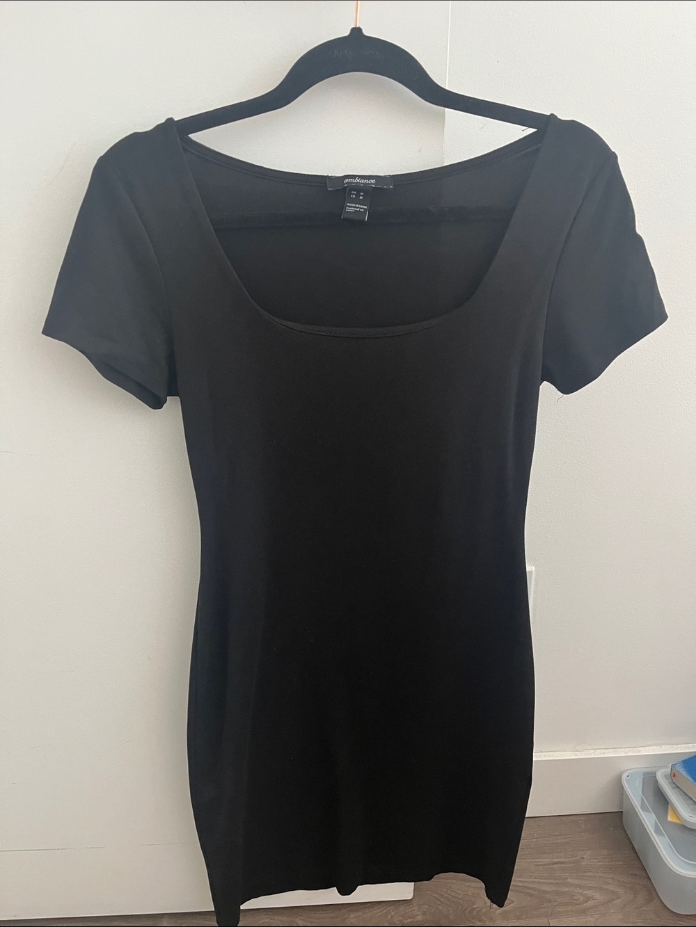 Black short sleeve mini dress